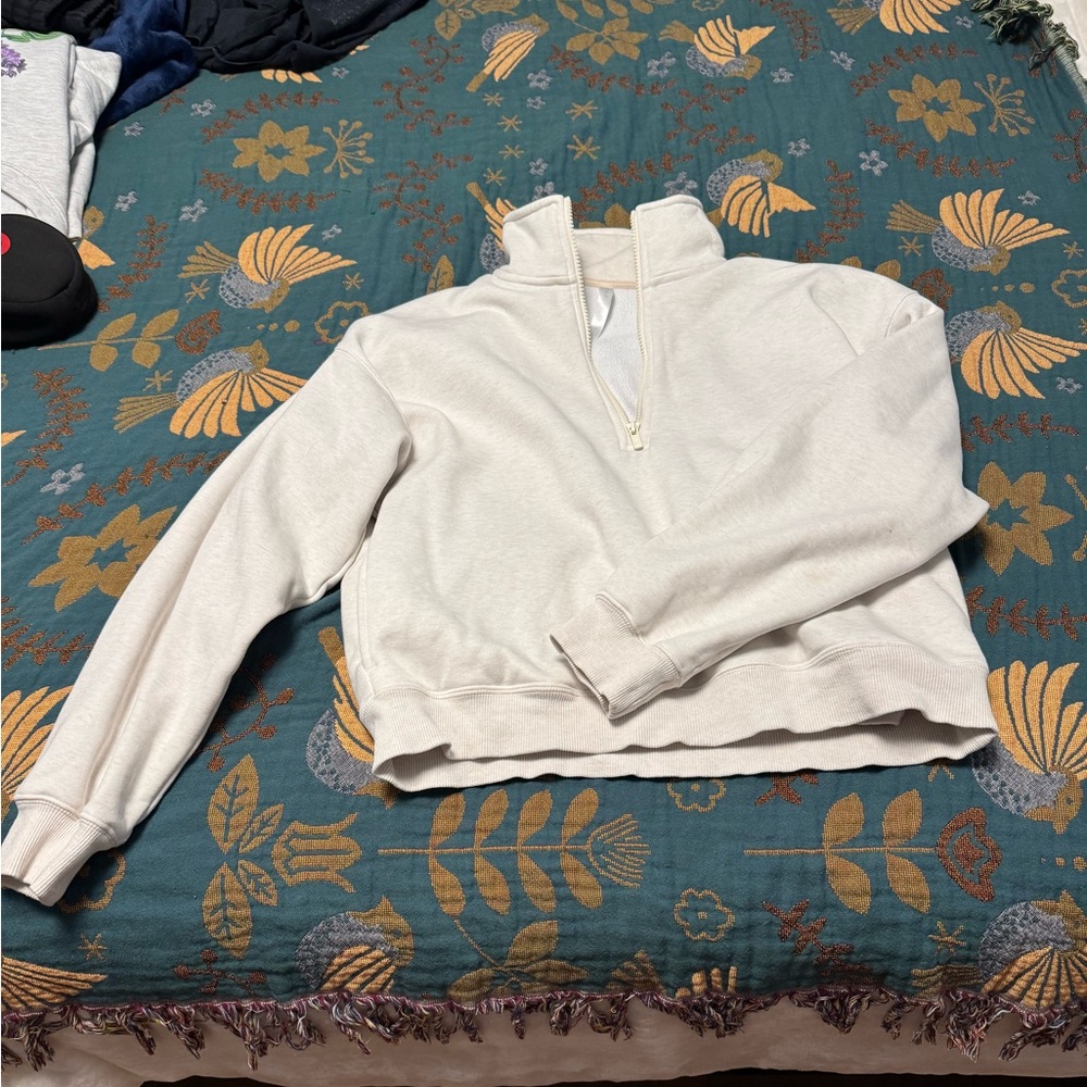 Fabletics Cream Quarter-Zip Pullover